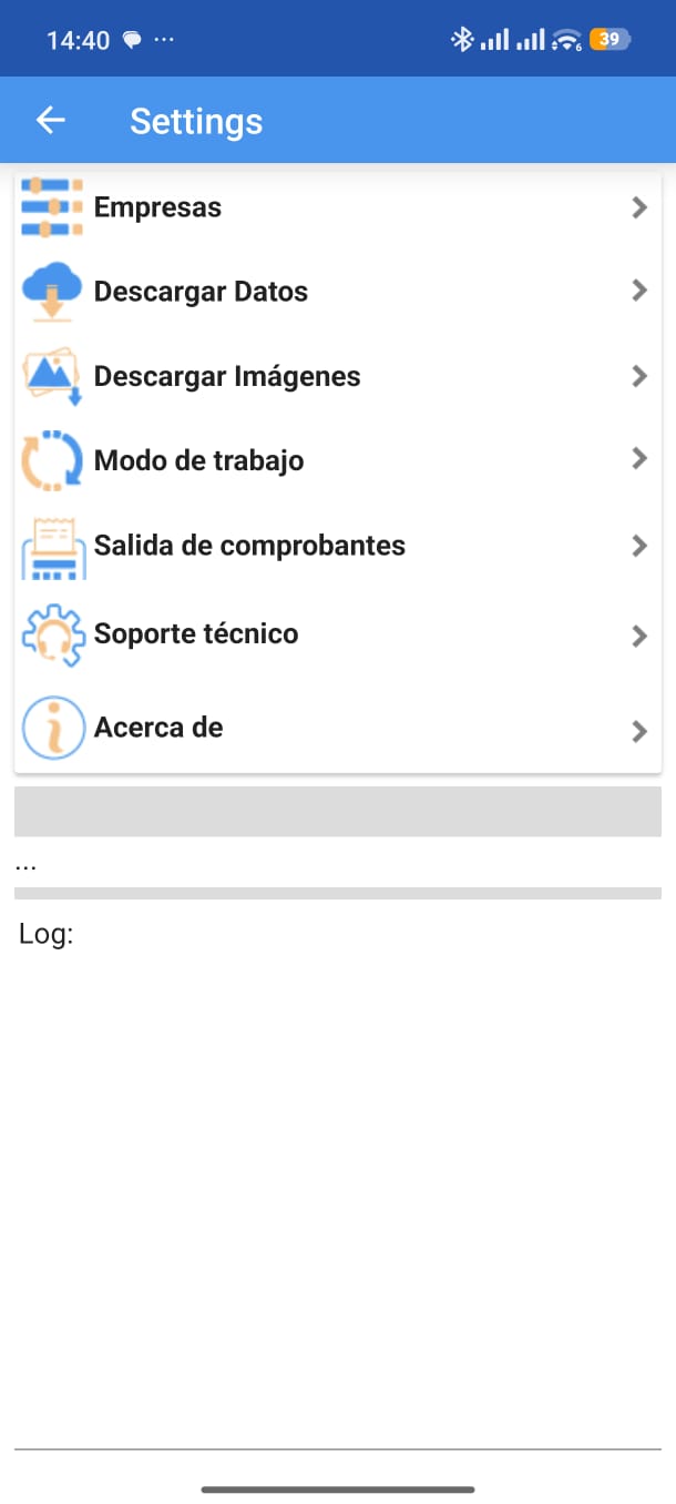 Menú de Configuración con la opción Empresas