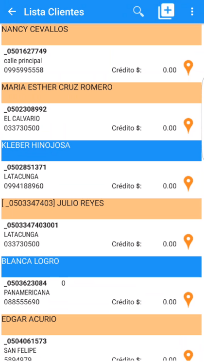 Lista de clientes