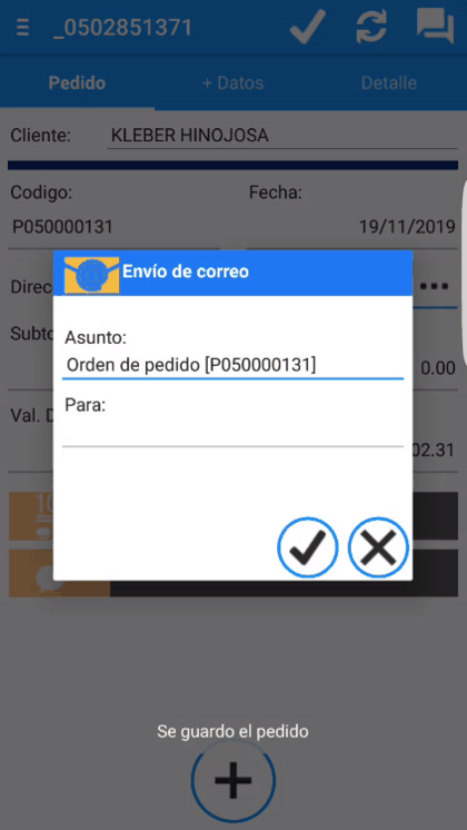 Confirmación de envío de correo